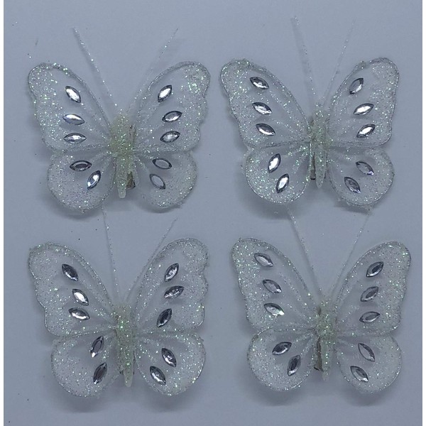 Diamante Glitter Mesh Jewelled Butterfly 3D Decorative Butterflies Wedding Home