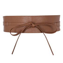 Ayliss Women Soft Leather Obi Belt Self Tie Wrap Cinch Belt,Brown