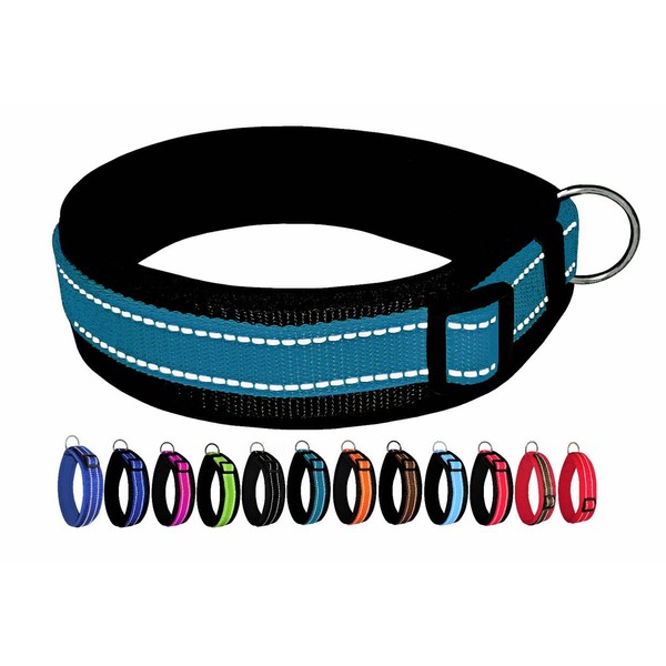 BUDDYPACK Extra Wide Dog Collar with Reflective Stripes, Soft Neoprene