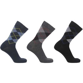 COSHAL® 3 Dress Socks Mens Suit socks Cotton Rich Classic Suitable for Work Casual Wear Breathable Smart Dress Socks Soft Men Dress Sock Size (6-11) Argyle