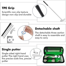Golf Putter Set, Indoor Golf Putting Practice Cup Training Clubs Putter Kit Golf Return Machine with Golf Club, Golf Balls, Goal Rack, Carry Bag