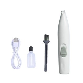 Pet Paw Hair Trimmer Rechargeable Low Noise Electric Dog Cat Hair Clipper with LED Light for Face Eyes Ears Around White