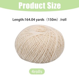 FREEBLOSS 4PCS Sashiko Thread 4 x 150m 100% Cotton Embroidery Flosses White Hand Sewing Thread 4 Strands Sashiko Quilting Threads for Sewing Needlework