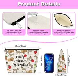 Donkey Gift for Donkey Lovers Donkey Makeup Bag Donkey Themed Gift Donkey Lover Gift Cosmetic Bag Animal Lover Gifts for Her Christmas Birthday Gift for Donkey Lover Daughter Friend Sister Travel Bag