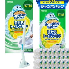 【Main Unit & Refill Set】Scrubbing Bubbles Flushable Toilet Brush with Toilet Paper 【Citrus Scent】 Main Unit + Refill Set (28 pieces)
