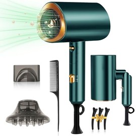 Secadora de Cabello,1800W Secador Cabello de Iónico Negativo,3 Velocidades de Ajuste FríoCalor,Portatil y Plegable,Secadora para Cabello Profesional  