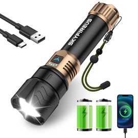 SKYFIRE LED Flashlights High Lumens,10000mAh Super Bright Rechargeable Flashlight,Zoomable,Four Modes,Waterproof Flash Light for Camping Essentials,Outdoor and Home Emergencies-No Lens