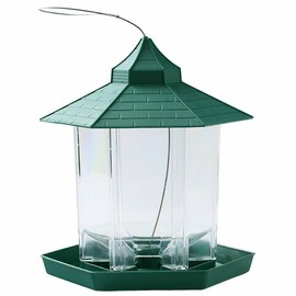 AIMALL Hanging Wild Bird Feeder, 7.48in x 9.05in Gazebo Shape Feeder, Outdoor Waterproof Plastic Feeder for Garden & Yard, Easy to Clean & Fill, Ideal for Attracting Birds