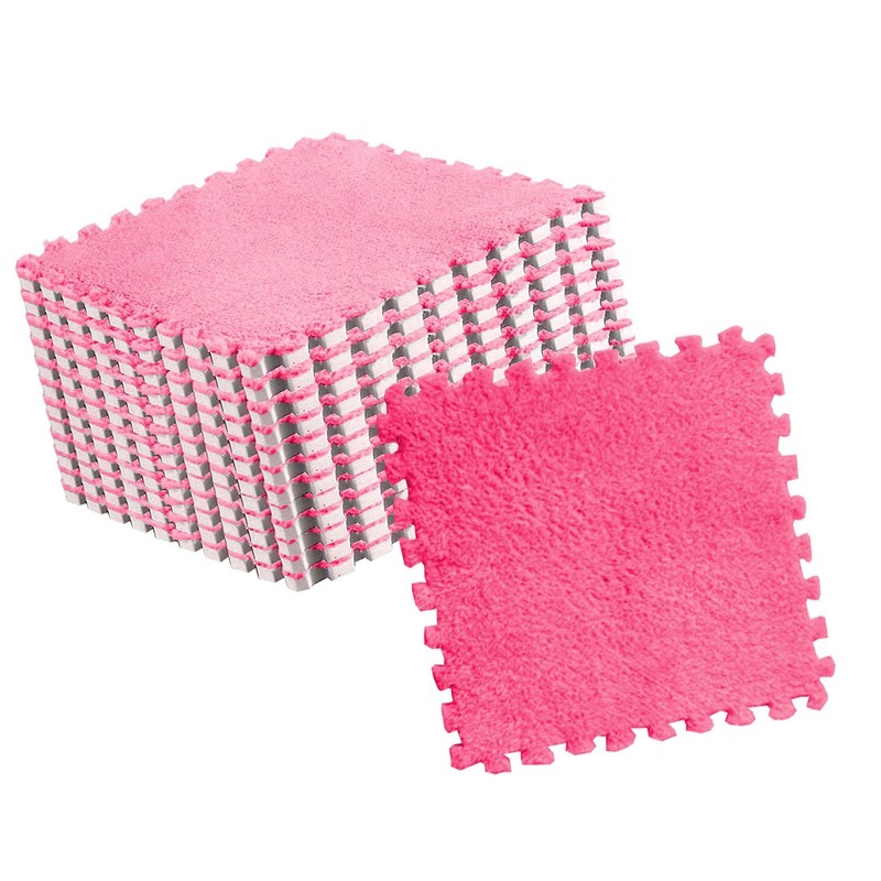 10pcs Plush Puzzle Floor Foam Mat Tiles Fluffy Cuttable Anti