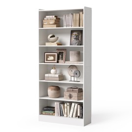 LITTLE TREE 72-Inch Tall Bookcase, 7-Tier White Wooden Large Bookshelf, Wide Bookcase Bookshelves, Freestanding Modern Display Shelving Unit for Living Room, Bedroom, Office