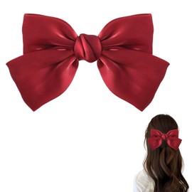 Red Bow Hair Clip Accessories for Women Girls Large Hair Bows for Girls Women French Barrette Hair Clip Bow Knot Bowknot Hair Clip Satin Hair Bow for Thick Hair Bow Hair Slides Pins Christmas Gifts