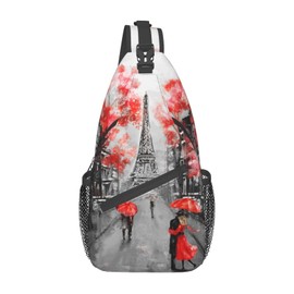 Yrebyou Paris Eiffel Tower Sling Bag Women Crossbody Chest Backpack Hiking Daypack Men Travel Casual Rideing Outdoor Beach One Size