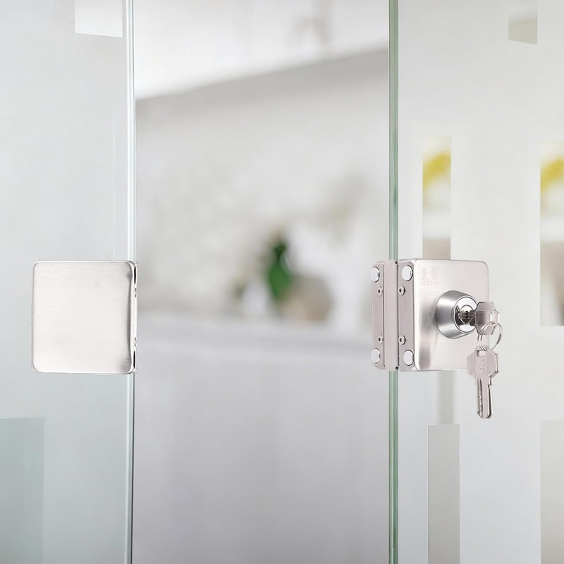 PATIKIL 304 Stainless Steel Frameless Glass Door Lock Double Opening