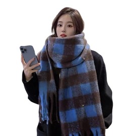 ANKOMINA Women's Winter Solid Color Long Scarf Oversized Fluffy Tassel Scarves Blanket Warm Pashmina Shawls and Wraps