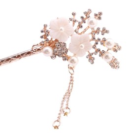 2PC Tassel Hairpins, Vintage Crystal Pearl Hair Stick Headdress, Pearl Tassel Hair Stick Hairpin for Women (Style1, 11.5cm)