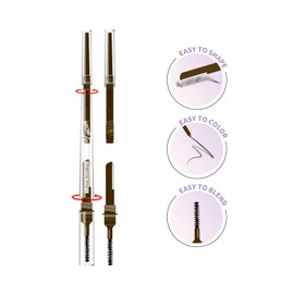 Music Flower Eyebrow Pencil,Portable 3 in 1 Eyebrow Shaping Enhancing Kit with Brow Trimmer & Brow Brush + Replaceable Brow Refills (Dark Brown)