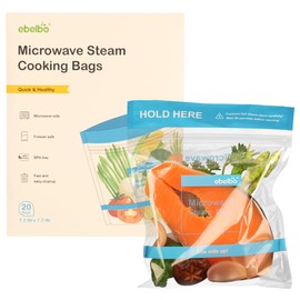 ebelbo 20 Count Microwave Steam Bags 7.3"x7.7" for Cooking and Steaming Regular Type Disposable Food Steamer Bags for Vegetables Potatoes Fish and Poultry