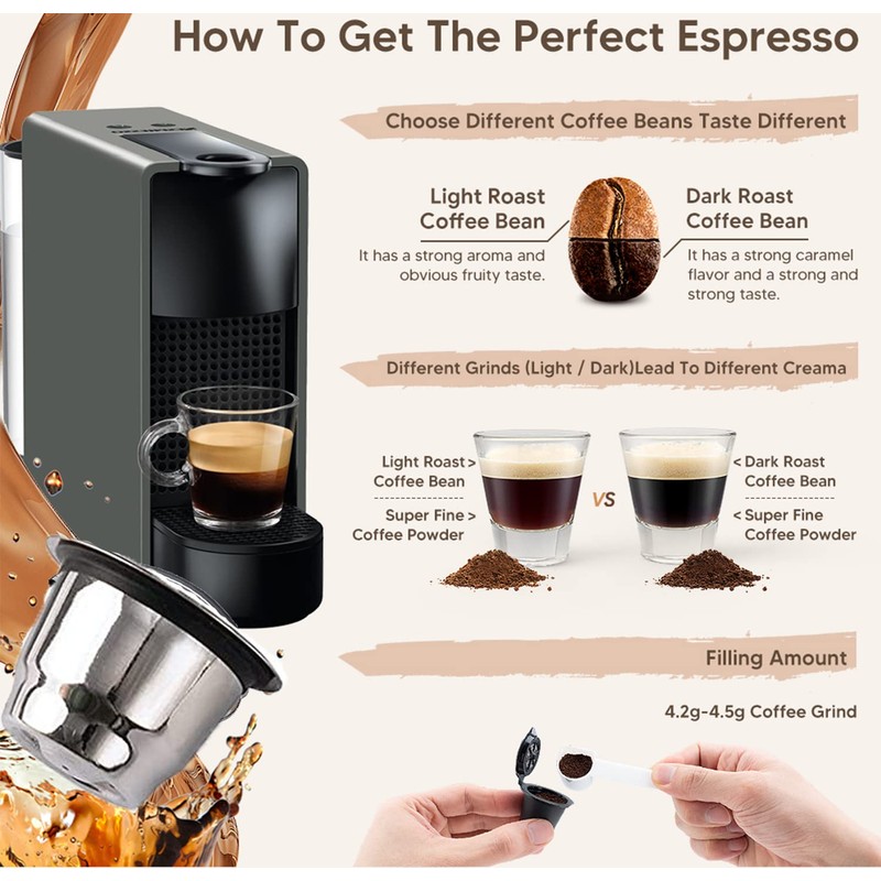 Stainless Steel Refillable Coffee Espresso Capsules, Reusable Coffee Pods Compatible