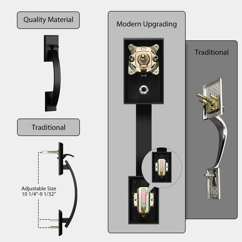 Hadims Matte Black Door Handle Exterior, Entry Door Handle and