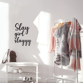Vinyl Wall Art Decal - Slay Girl Slayyy - 16" x 12" - Trendy Fun Lovely Feminine Quote Sticker for Girls Closet Bedroom Boutique Beauty Spa Saloon Office Coffee Shop Storefront Decor (Black)