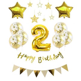 Happy Birthday Balloons, Star Balloons, Aluminum, Numbers (2), Children's Birthday Parties, Luxurious, Birthday Decoration, Gold (yj-xx02)