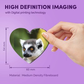 1 x Heart MDF Magnets - Lemur Monkey Head Wildlife 15821