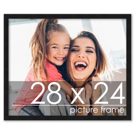 Poster Palooza 28x24 Frame Black Solid Wood Picture Frame - UV Acrylic, Foam Board Backing & Hanging Hardware Included