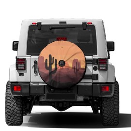 Foruidea Desert Sunset Cactus Spare Tire Cover with Backup Camera Hole Wheel Tire Cover Fit Trailer, RV, SUV and Many Vehicle 17inch