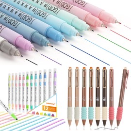 HANKU Bible Pens Bundle Set, 8 Pack Colored Pens, 8 Pack Black Gel Pens, 12 Pack Pastel Highlighters