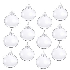 MAGICLULU 20pcs Fillable Round Transparent Clear Christmas Baubles Transparent Ball Clear Flat Christmas Ornaments Xmas Tree Balls Decoration Hanging Decors Xmas Supplies Plastic