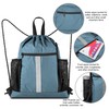 BeeGreen Blue Sport Cinch Bag String Backpack with Shoe Compartment