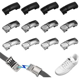 Xrten 12 Stück Schnürsenkel Verschlus, Metall Ohne Binden Magnetisches Lock Faul Schuhband, Lazy Free Schnürsenkel Schnalle für Kinder Erwachsene Sneaker Kreative Schuhe (3 Farben)