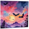 Bat Greeting Card - Bat Moon Purple Sky Gothic -