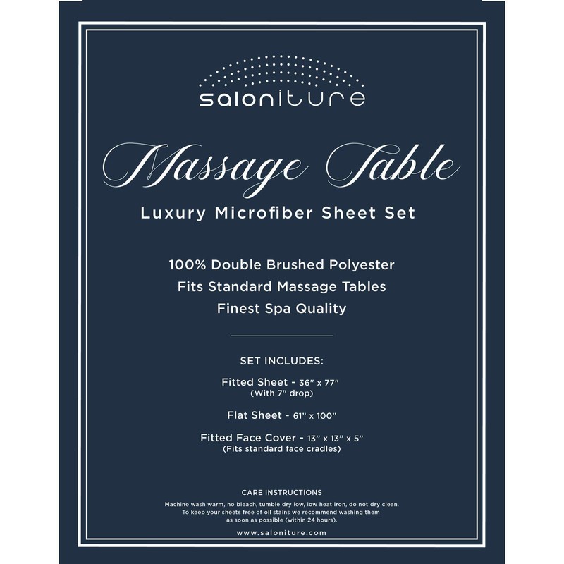 Saloniture 3-Piece Microfiber Massage Table Sheet Set - Premium Facial