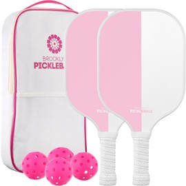 Brooklyn Pickleball Co. | Set of 2 Premium Carbon Fiber Paddles | USAPA Approved | Honeycomb Core Pickle-Ball Paddle | 2024 Pink Pickle Ball Starter Kit Bundle & Travel Case