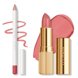 KYDA Lipstick and Lip Liner Set, Includes Velvet Lipstick + Matte Liner Pencil, Smooth Creamy Matte Lips Color, Lips Makeup Gift Kit for Old Women and Girls, Lipliner Combo, 09