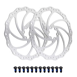 Jane Eyre Pack of 2 Bicycle Brake Discs, 140 mm/160 mm/180 mm/203 mm with 12 Screws, for Most Bicycles, Road Bikes, Mountain Bikes, BMX, MTB (Silver 203 mm)