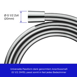 Duravit Universal Shower Hose Flexible Shower Hose 1.80 m with Anti-twist Protection Kink Resistant Chrome
