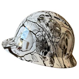 CAL PACIFIC White Skull Full Brim Hard Hat with with Fas-trac Suspension