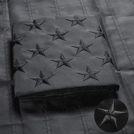Black American Flag 2x3 ft for Outside Heavy Duty Embroidered Stars All Black American Flags Made in USA Black USA Flag with 2 Brass Grommets for Outdoor Use