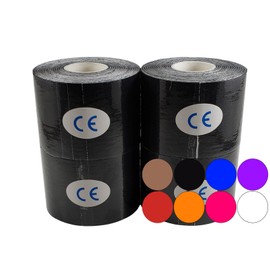 Tape Me Away Kinesiology Tape (4 rolls) Black Flexible Stretch Sticky Waterproof 5CM x 5M (16ft!)