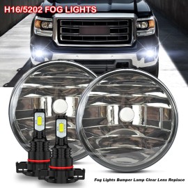 CHUSYYRAY Pair for 2007-13 GMC Sierra 1500/2007-14 2500HD 3500HD Bumper LED Fog Lights Kit