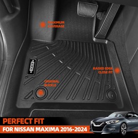 NQOQN All Weather Floor Mats for 2016-2024 Nissan Maxima/ 2014-2015 Altima Floor Mats & Trunk Mat for Nissan Maxima Floor Liner Cargo Mats Odorless Accessories Anti-Slip Floor Liner