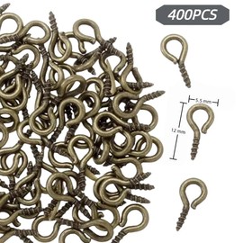 400PCS Small Eyelet Screws 5.5 * 12MM Bronze Screw Eye Pins,Mini Eye Screw Hooks Eyelets for DIY ewellery Making Craft Projects