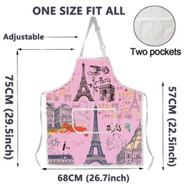 ENSIANTH Pink Paris Apron Eiffel Paris Tower Apron Paris Cooking Apron for Women Paris Kitchen Baking Home Apron Paris Lover Gift (Pink Paris Apron)