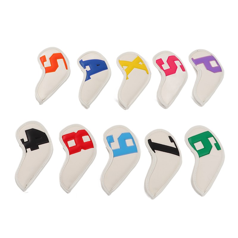 10pcs set PU Waterproof Golf Club Iron Cover Fine Sewing