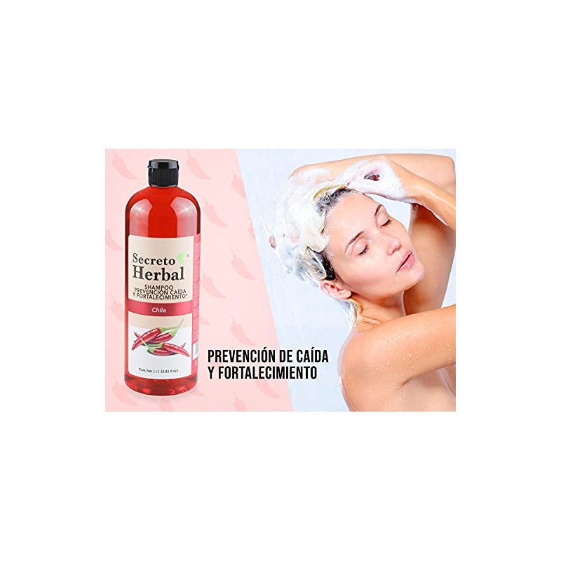 Secreto Herbal Shampoo Prevención Caída y Fortalecimiento con Chile 1