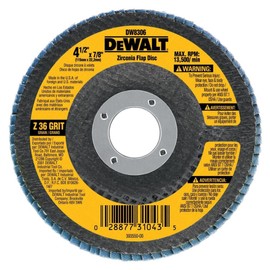 DEWALT DW8311 4-1/2-Inch by 5/8-Inch-11 36 Grit Zirconia Angle Grinder Flap Disc