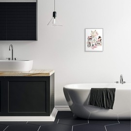 Stupell Industries Fashion Cosmetic Brushes in Glam Jars, Designed by Ziwei Li Gray Framed Wall Art, 11 x 14, Grey