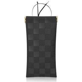 HIGH FIT eyeglasses bag Soft Glasses Bag Pouch, Portable Squeeze Top Sunglasses Case Travel for Women Girls (Black)